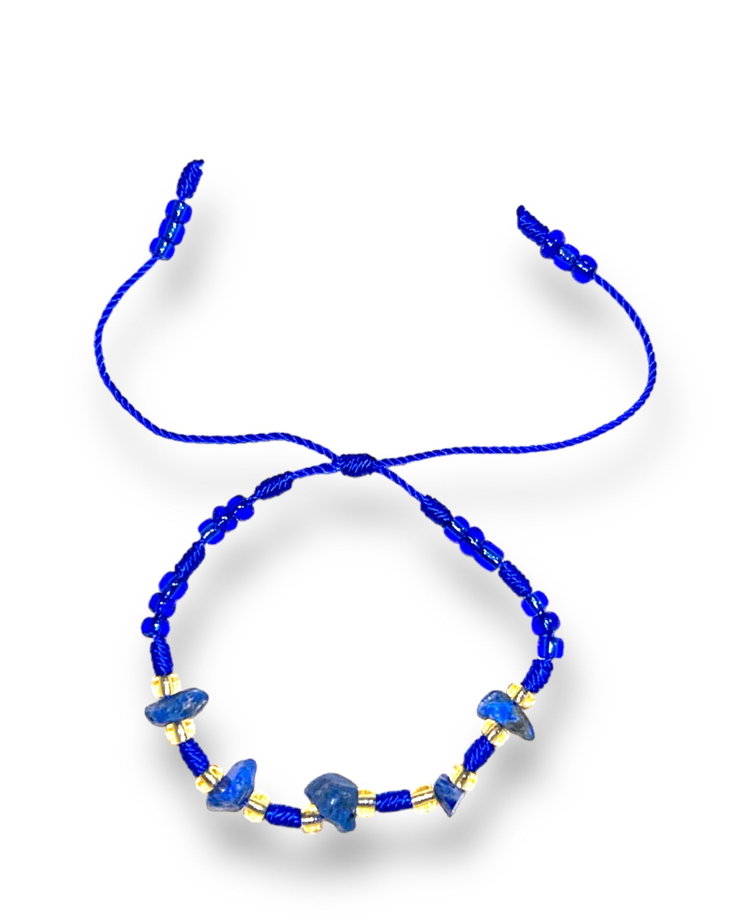 Vibrant Blue String Bracelet with Lapis Lazuli Stones and Beads for Inner Peace