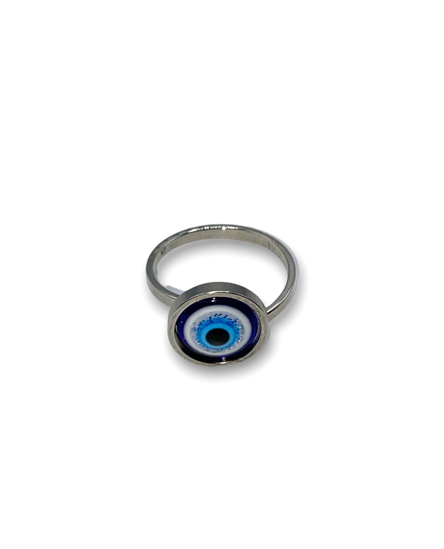 Slim Evil Eye Silver Stainless Steel Ring