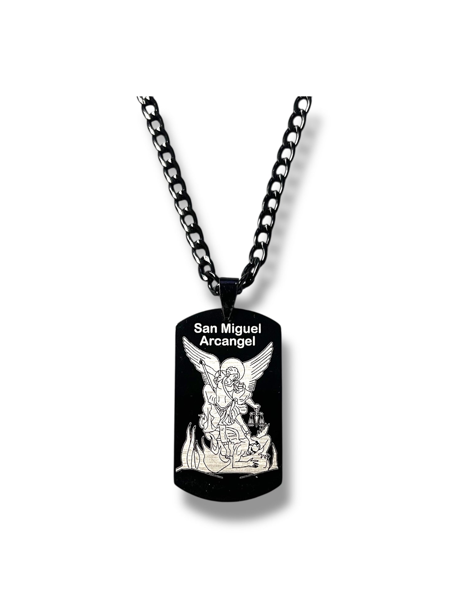Saint Michael Black Metallic Necklace – Shield of Spiritual Strength