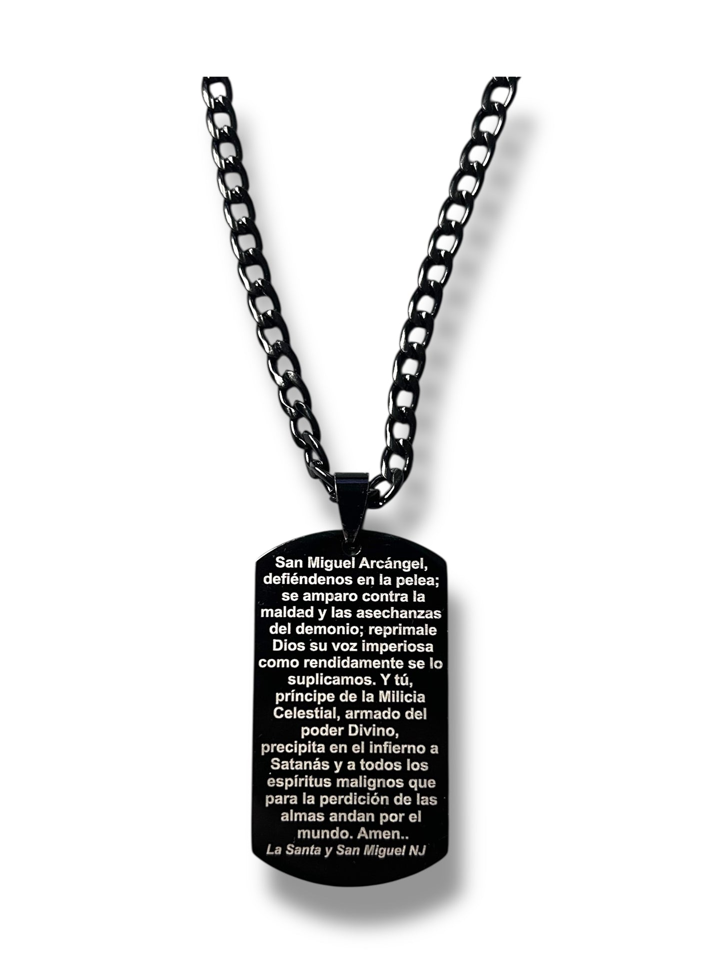 Saint Michael Black Metallic Necklace – Shield of Spiritual Strength