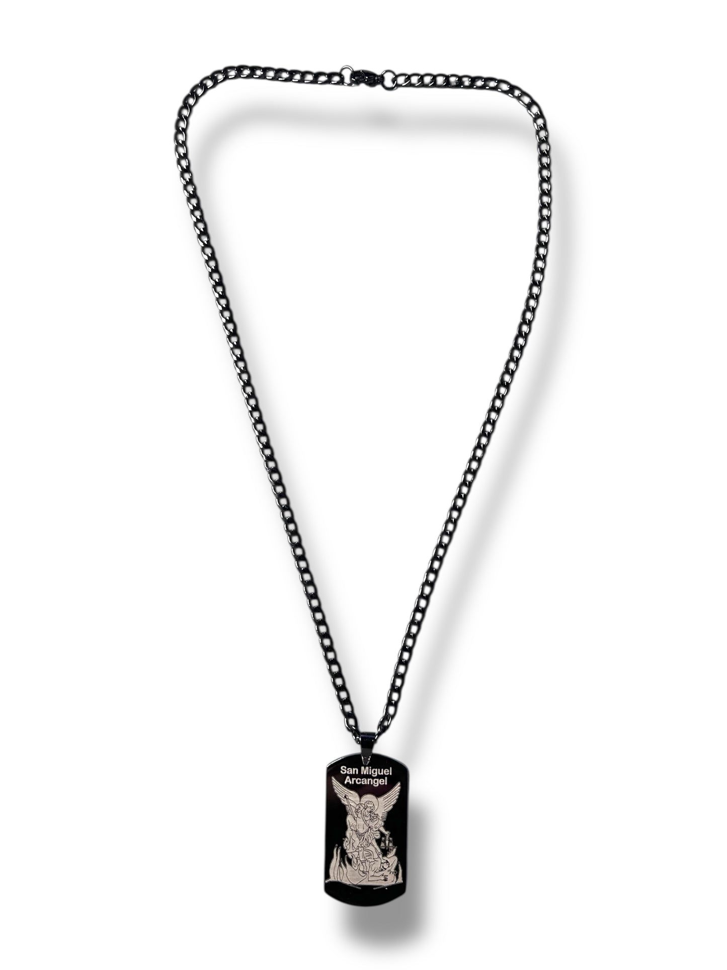 Saint Michael Black Metallic Necklace – Shield of Spiritual Strength