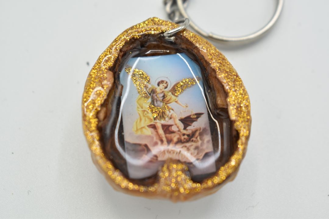 Saint Michael Nut Keychain