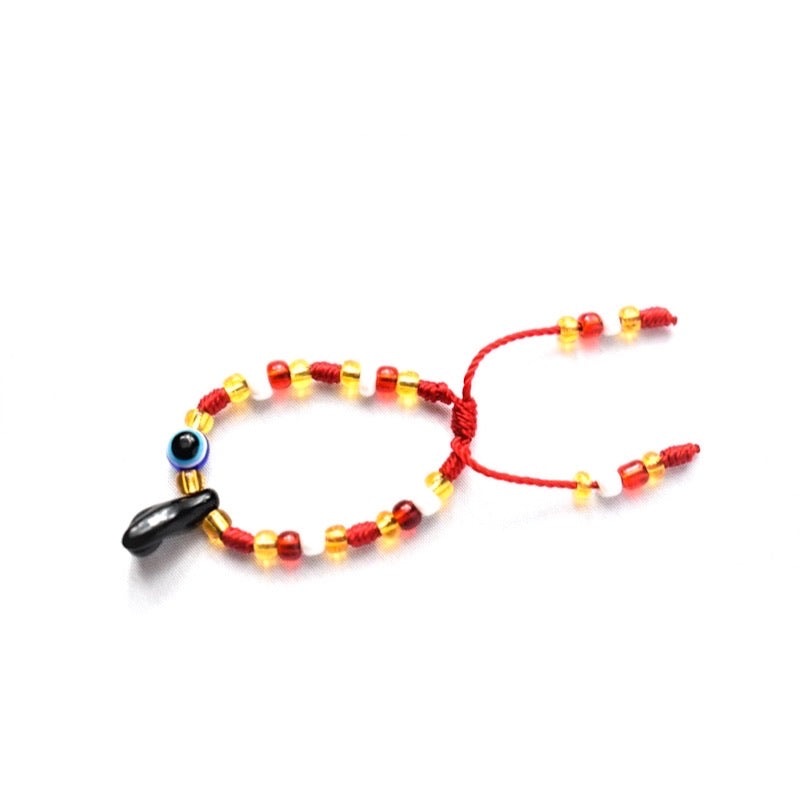 Red White and Gold Evil Eye with Hand