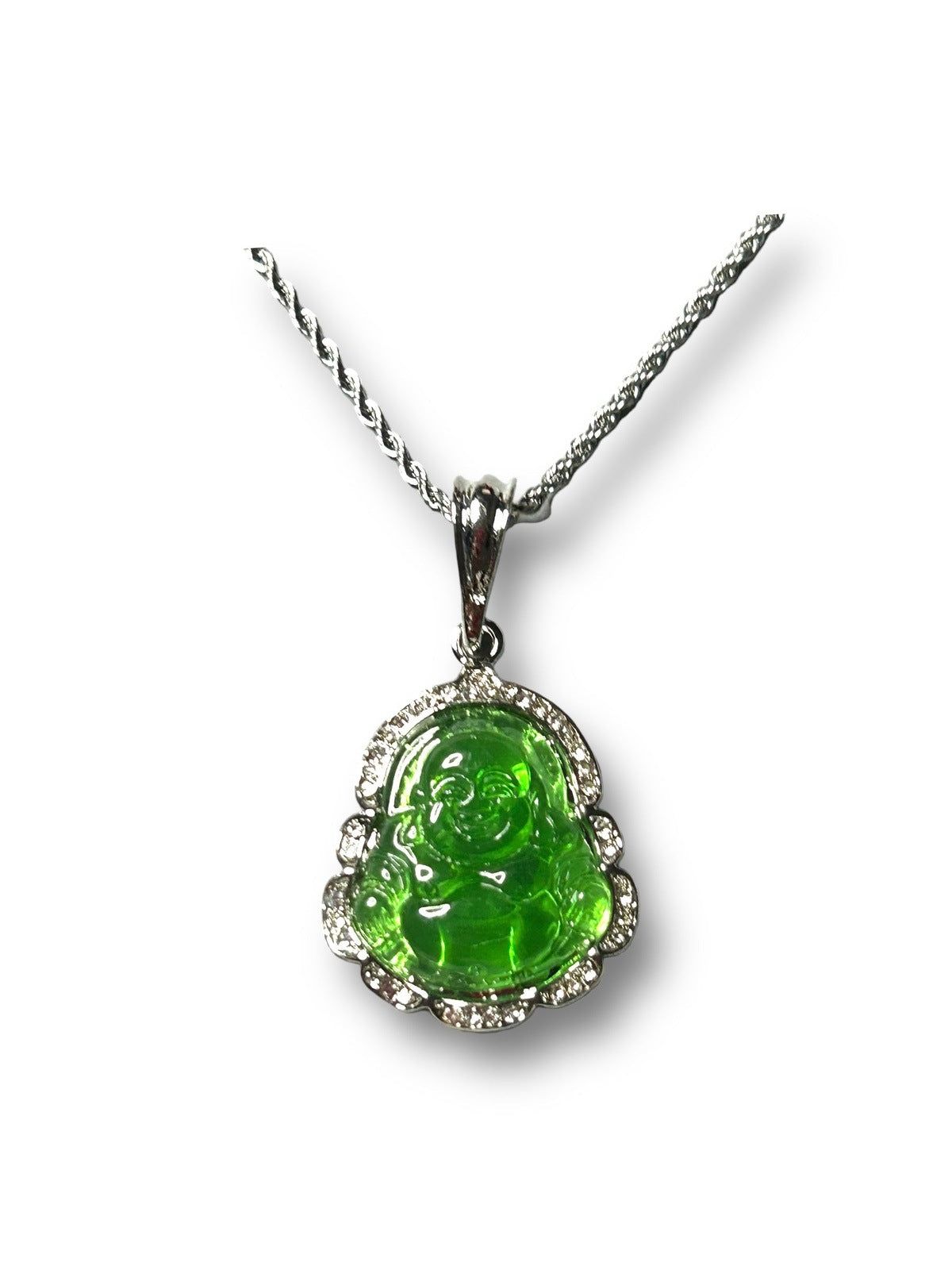 Green Silver Protection Necklace
