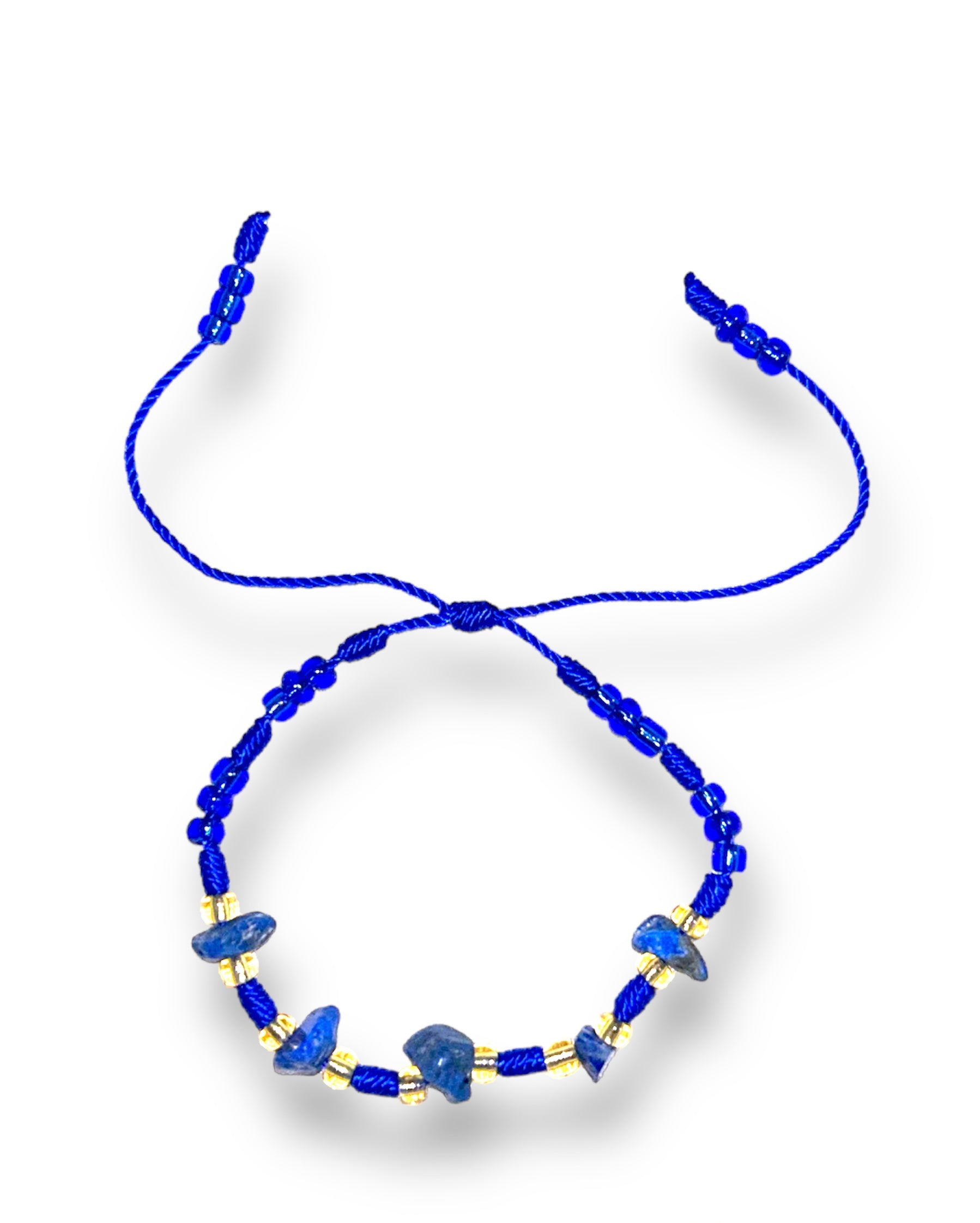 Vibrant Blue String Bracelet with Lapis Lazuli Stones and Beads for Inner Peace