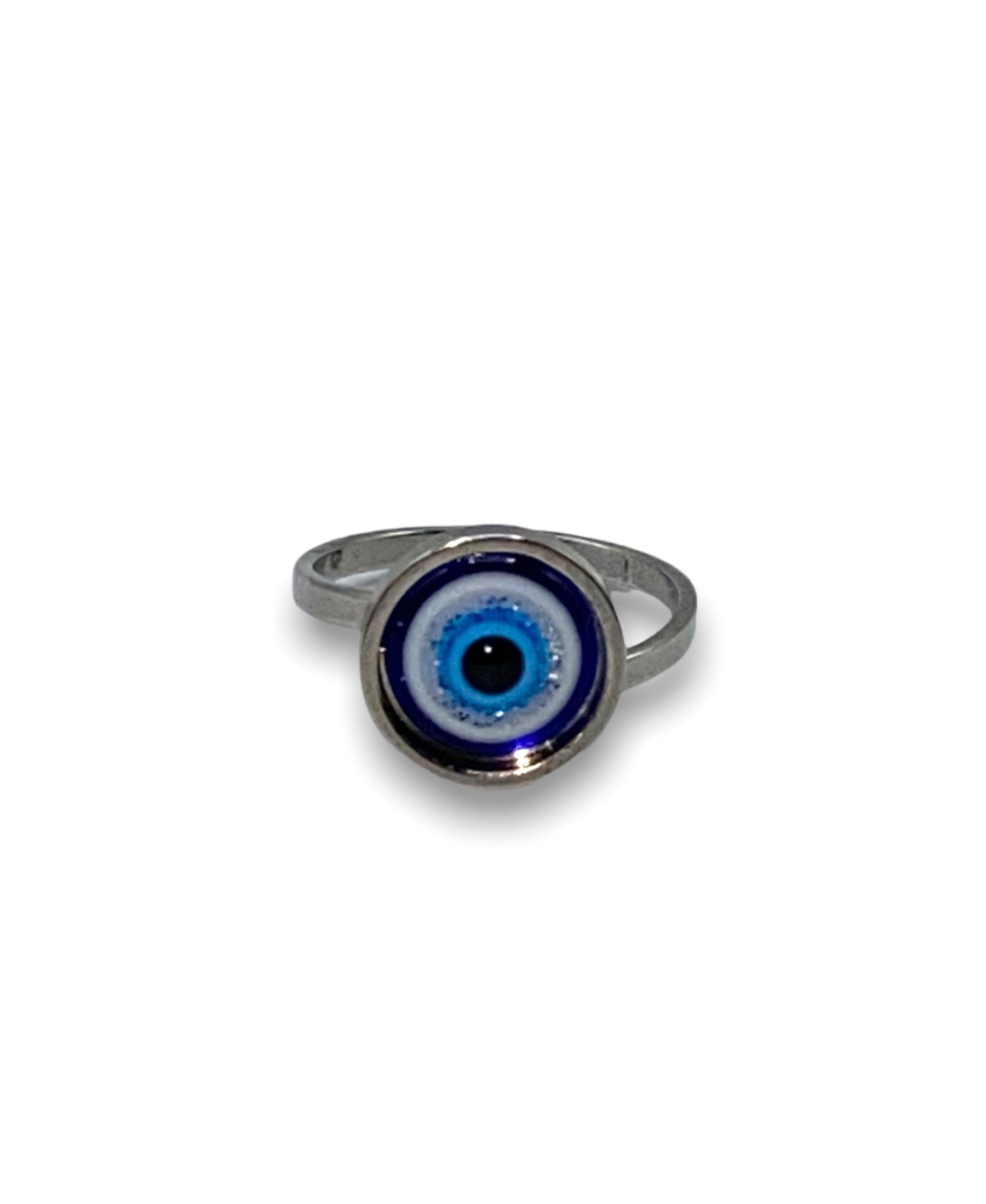 Slim Evil Eye Silver Stainless Steel Ring