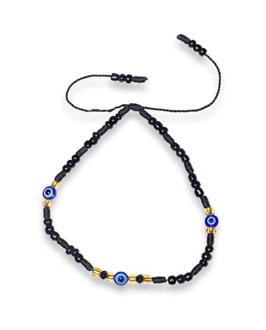 Three Evil Eye Black Anklet