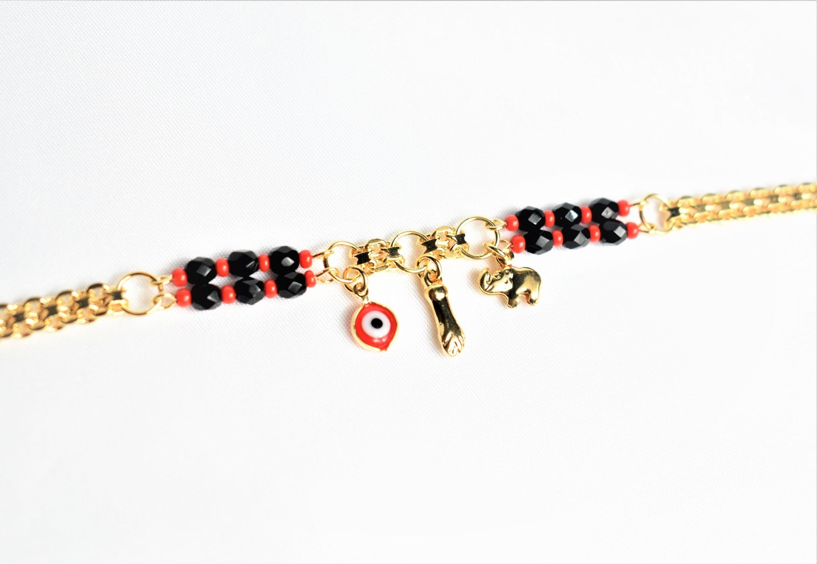 Evil Eye Elephant Azabache Gold Filled