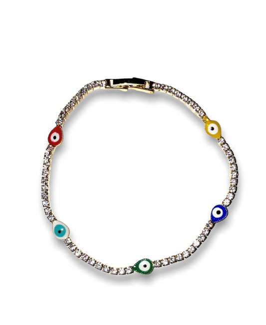 Evil eye color mix gold filled